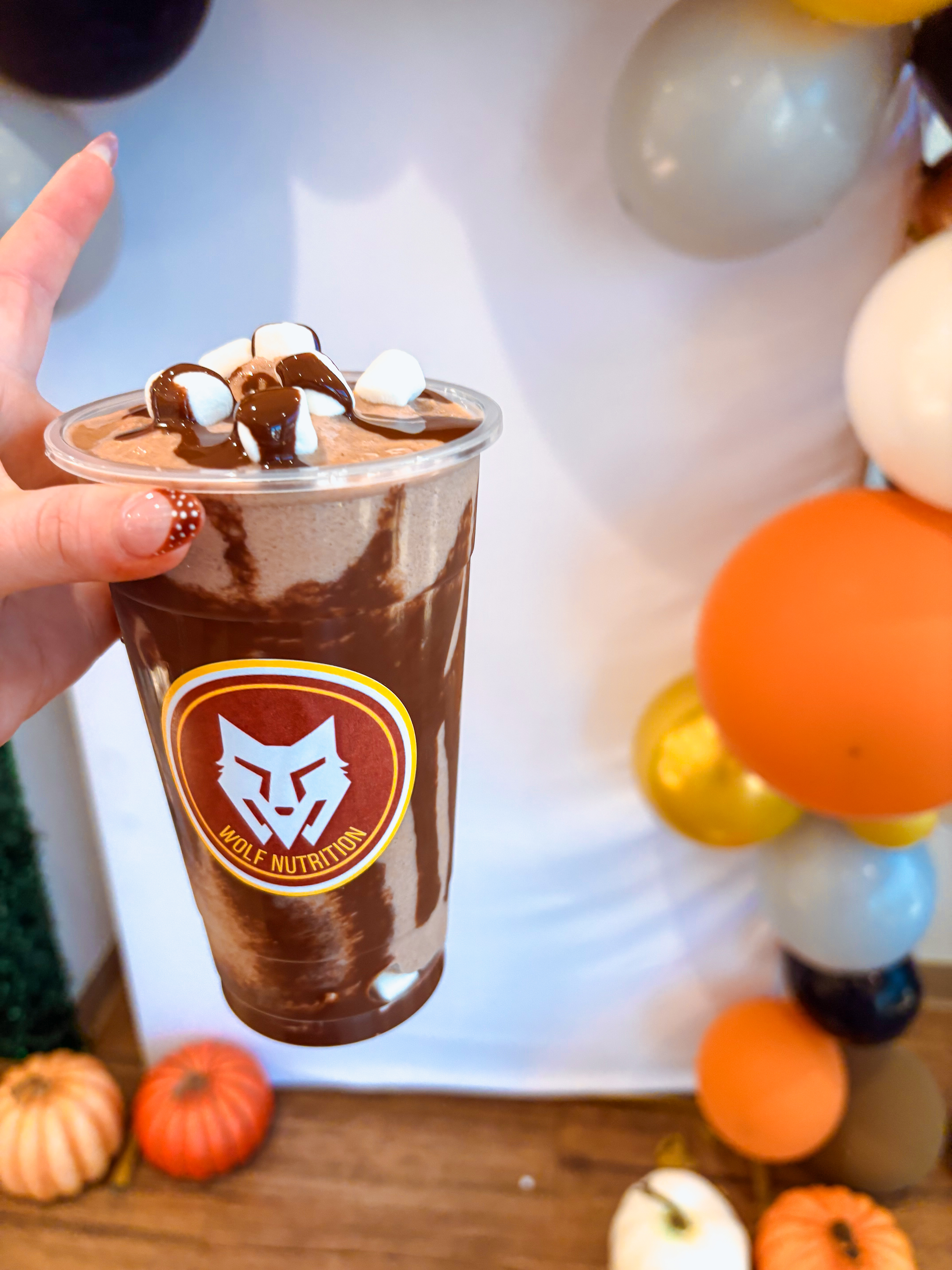Chocolate shake topped with marshmallows